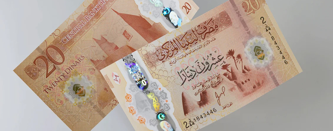 Central Bank of Libya introduces new LYD 5, 10 and 20 denominations.